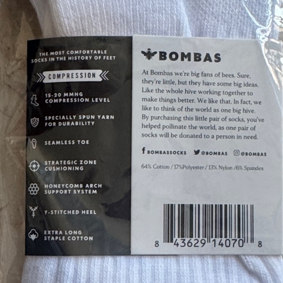 Bombas NWT sock bundle. One 4 pk no show and one pair compression size: medium - Picture 5 of 6